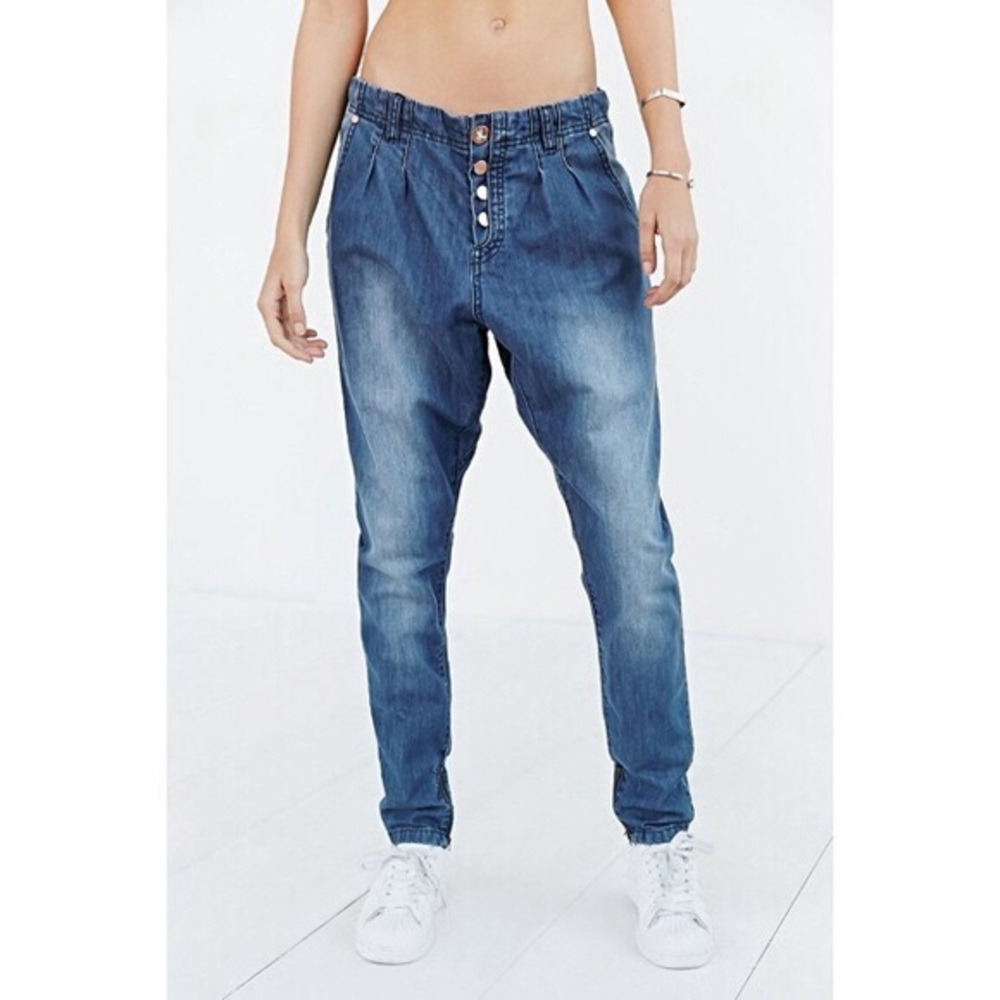 One Teaspoon Super Tough Cropped Baggy Jeans